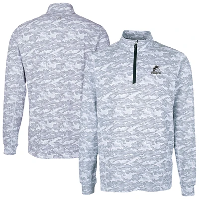 Men's Cutter & Buck Charcoal Miami Marlins Traverse Eco Camo Tri-Blend DryTec Quarter-Zip Top