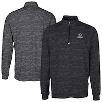 Men's Cutter & Buck Black Miami Marlins Traverse Eco Camo Tri-Blend DryTec Quarter-Zip Top