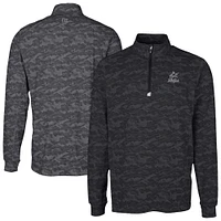 Men's Cutter & Buck Black Miami Marlins Traverse Eco Camo Tri-Blend DryTec Quarter-Zip Top