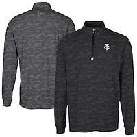 Men's Cutter & Buck Black Minnesota Twins Traverse Eco Camo Tri-Blend DryTec Quarter-Zip Top