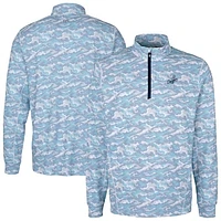 Men's Cutter & Buck Light Blue Los Angeles Dodgers Traverse Eco Camo Tri-Blend DryTec Quarter-Zip Top