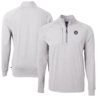 Men's Cutter & Buck Heather Gray Seattle Mariners Adapt Eco Raglan Quarter-Zip Jacket