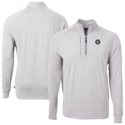Men's Cutter & Buck Heather Gray Seattle Mariners Adapt Eco Raglan Quarter-Zip Jacket