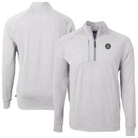 Men's Cutter & Buck Heather Gray Seattle Mariners Adapt Eco Raglan Quarter-Zip Jacket