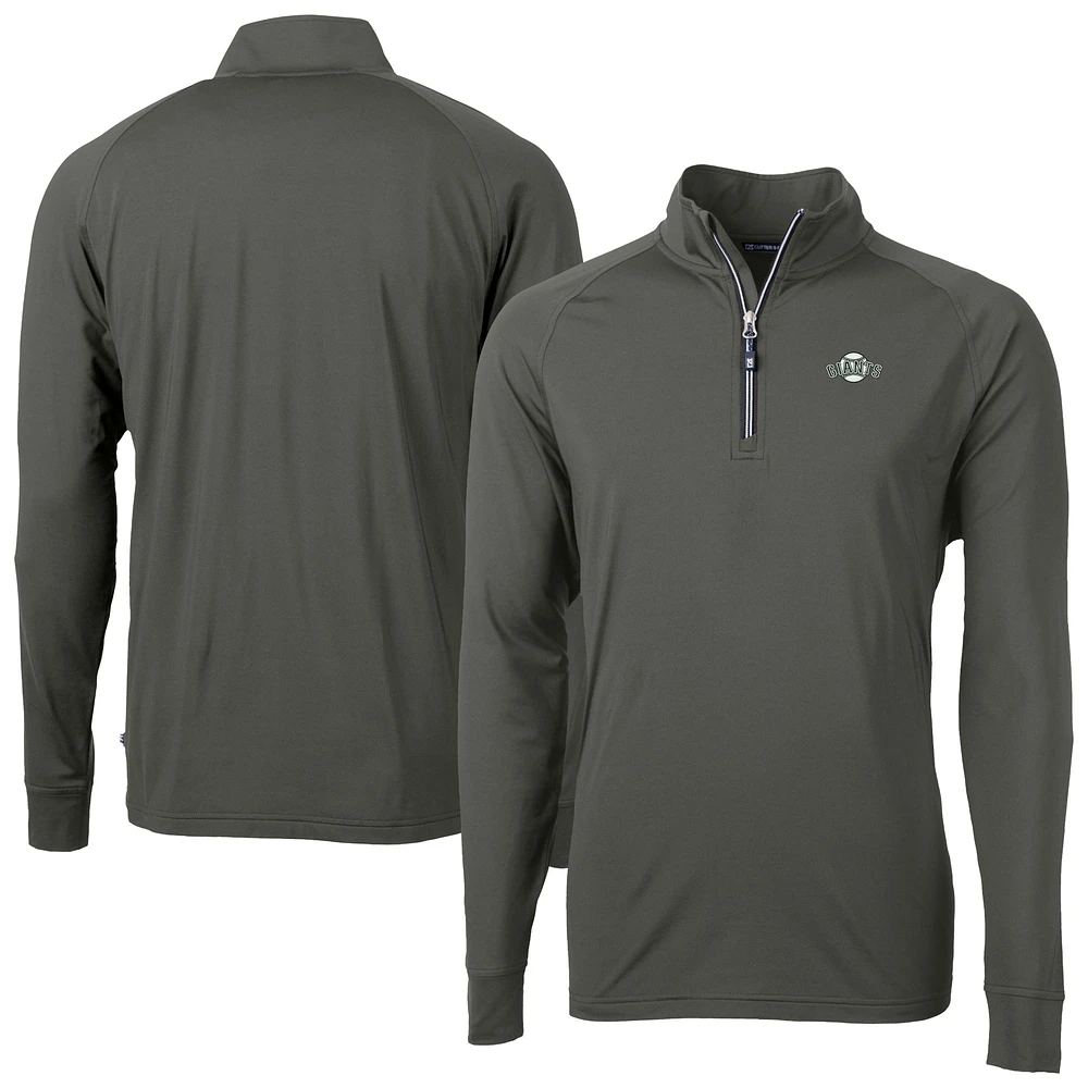 Men's Cutter & Buck Olive San Francisco Giants Adapt Eco Raglan Quarter-Zip Jacket
