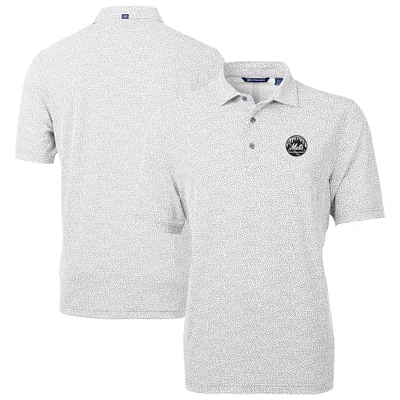 Men's Cutter & Buck Gray New York Mets Virtue Eco Pique Botanical Print Recycled Polo