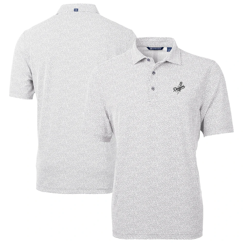 Men's Cutter & Buck Gray Los Angeles Dodgers Virtue Eco Pique Botanical Print Recycled Polo
