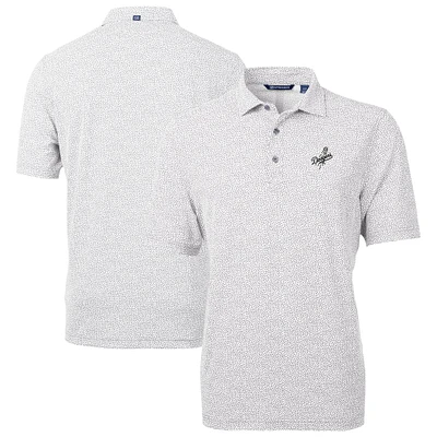 Men's Cutter & Buck Gray Los Angeles Dodgers Virtue Eco Pique Botanical Print Recycled Polo