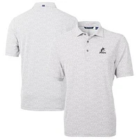 Men's Cutter & Buck Gray Miami Marlins Virtue Eco Pique Botanical Print Recycled Polo