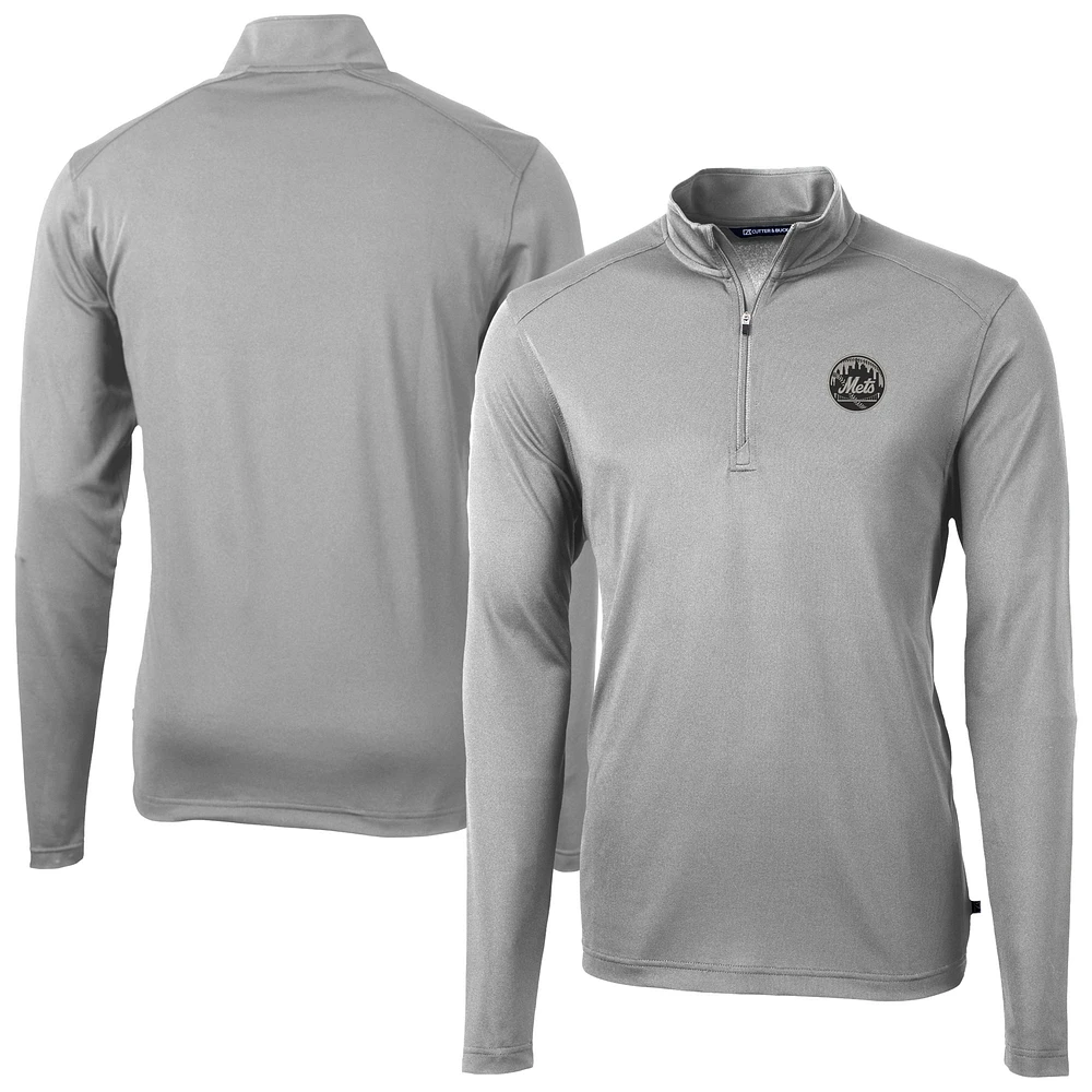 Men's Cutter & Buck New York Mets Virtue Eco Pique Quarter-Zip Jacket