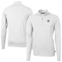 Men's Cutter & Buck White New York Yankees Virtue Eco Pique Quarter-Zip Jacket