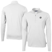 Men's Cutter & Buck White New York Yankees Virtue Eco Pique Quarter-Zip Jacket