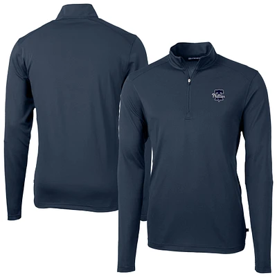Men's Cutter & Buck Navy Philadelphia Phillies Virtue Eco Pique Quarter-Zip Jacket