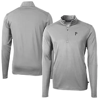Men's Cutter & Buck Gray Pittsburgh Pirates Virtue Eco Pique Quarter-Zip Jacket