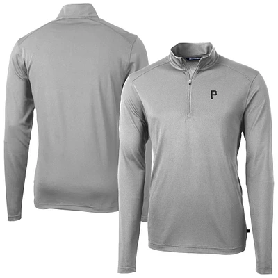 Men's Cutter & Buck Gray Pittsburgh Pirates Virtue Eco Pique Quarter-Zip Jacket