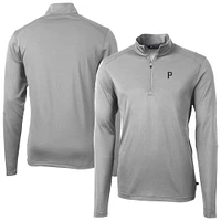 Men's Cutter & Buck Gray Pittsburgh Pirates Virtue Eco Pique Quarter-Zip Jacket