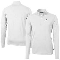Men's Cutter & Buck White Pittsburgh Pirates Virtue Eco Pique Quarter-Zip Jacket