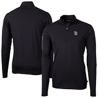 Men's Cutter & Buck Black San Diego Padres Virtue Eco Pique Quarter-Zip Jacket