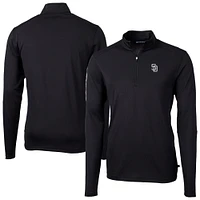 Men's Cutter & Buck Black San Diego Padres Virtue Eco Pique Quarter-Zip Jacket