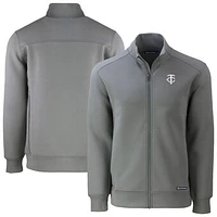 Men's Cutter & Buck Gray Minnesota Twins Roam Eco Recycled Tri-Blend Full-Zip Jacket
