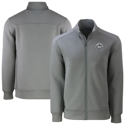 Men's Cutter & Buck Gray New York Mets Roam Eco Recycled Tri-Blend Full-Zip Jacket