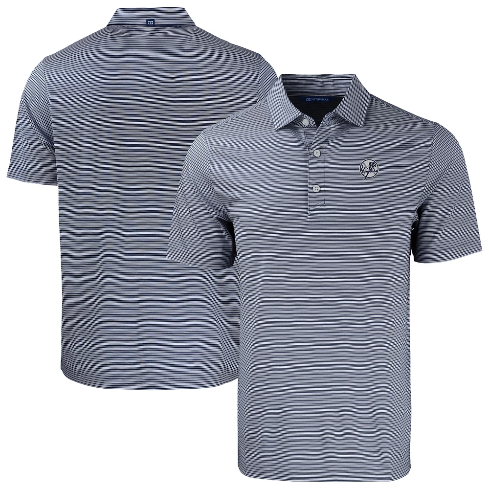 Men's Cutter & Buck Navy New York Yankees Forge Eco Double Stripe Stretch Recycled Polo