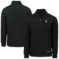 Men's Cutter & Buck Black San Diego Padres Roam Eco Quarter-Zip Jacket