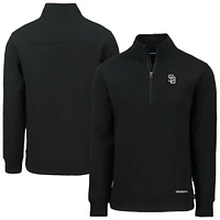 Men's Cutter & Buck Black San Diego Padres Roam Eco Quarter-Zip Jacket