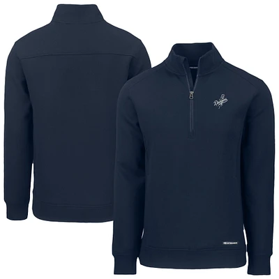 Men's Cutter & Buck Navy Los Angeles Dodgers Roam Eco Quarter-Zip Jacket