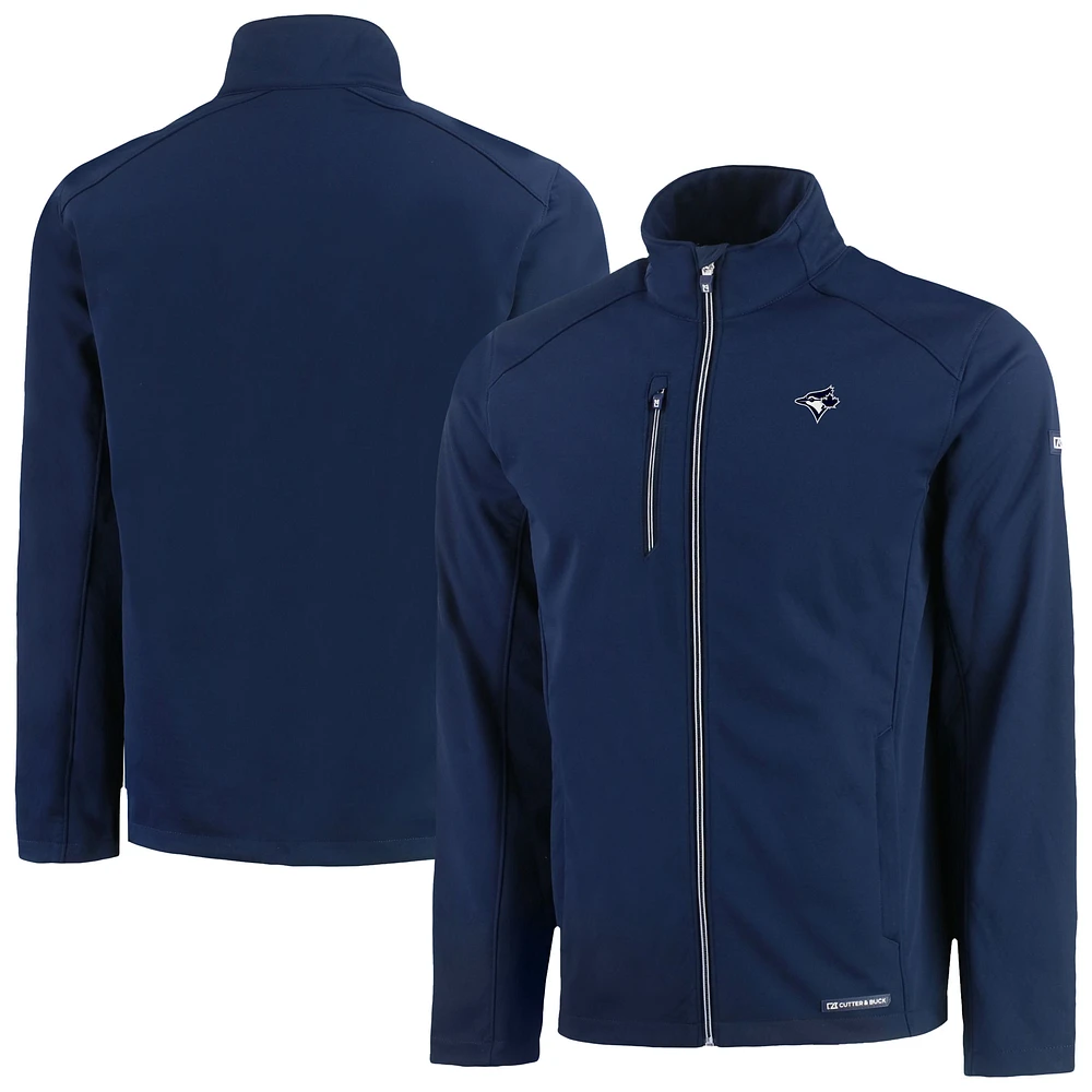 Men's Cutter & Buck Navy Toronto Blue Jays Evoke Eco Softshell Recycled Full-Zip Jacket