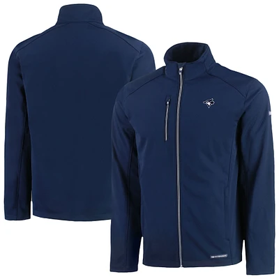 Men's Cutter & Buck  Navy Toronto Blue Jays Evoke Eco Softshell Recycled Full-Zip Jacket