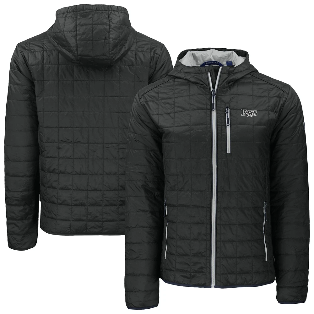 Men's Cutter & Buck Black Tampa Bay Rays Rainier PrimaLoft® Eco Full-Zip Hoodie Jacket