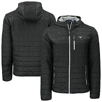 Men's Cutter & Buck Black Toronto Blue Jays Rainier PrimaLoft® Eco Full-Zip Hoodie Jacket