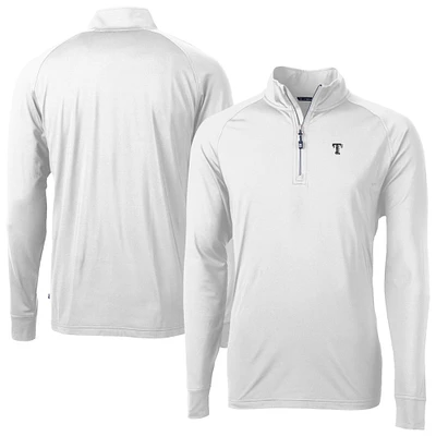 Men's Cutter & Buck White Texas Rangers Adapt Eco DryTec Raglan Quarter-Zip Jacket