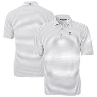 Men's Cutter & Buck Gray Texas Rangers Virtue Eco Pique Stripe Recycled Polo