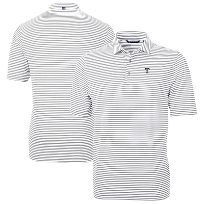Men's Cutter & Buck Gray Texas Rangers Virtue Eco Pique Stripe Recycled Polo