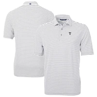 Men's Cutter & Buck Gray Texas Rangers Virtue Eco Pique Stripe Recycled Polo
