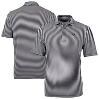 Men's Cutter & Buck Black Toronto Blue Jays Virtue Eco Pique Stripe Recycled Polo