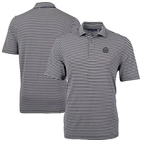 Men's Cutter & Buck Black Washington Nationals Virtue Eco Pique Stripe Recycled Polo