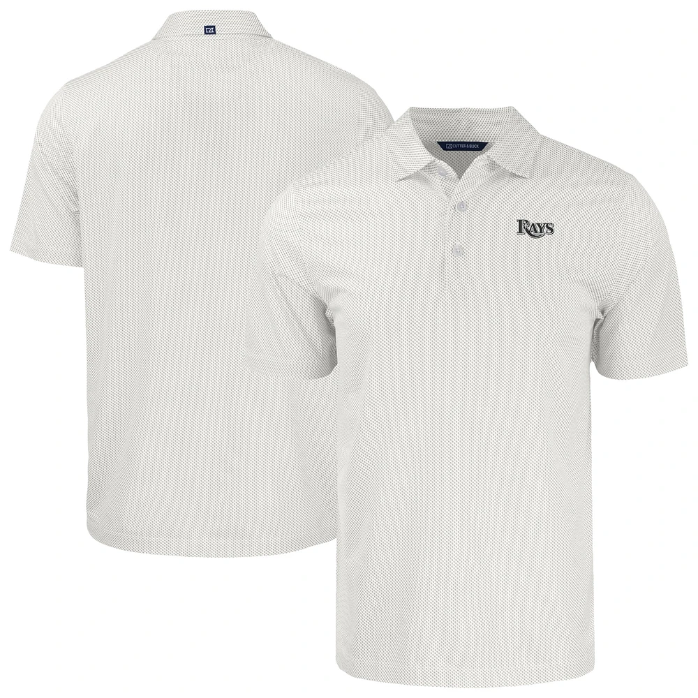 Men's Cutter & Buck White Tampa Bay Rays Pike Eco Symmetry Print Recycled Polo
