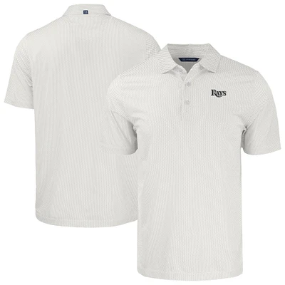 Men's Cutter & Buck White Tampa Bay Rays Pike Eco Symmetry Print Recycled Polo