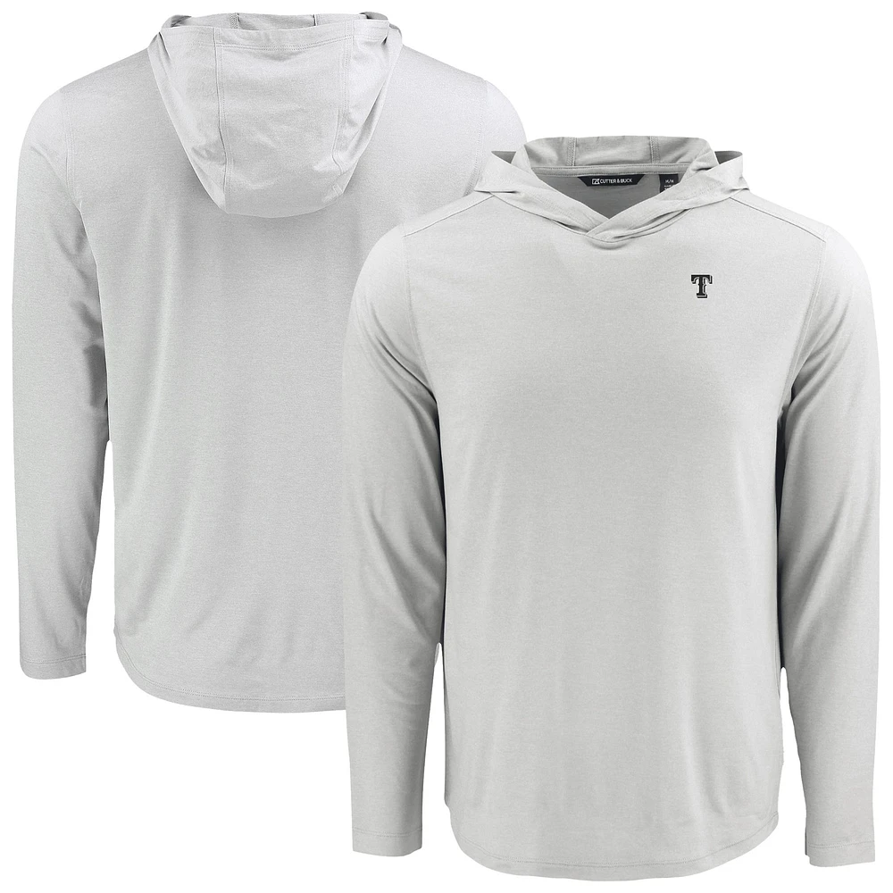 Men's Cutter & Buck Gray Texas Rangers Coastline Epic Comfort Eco Recycled Long Sleeve Hoodie T-Shirt