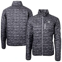 Men's Cutter & Buck Black Washington Nationals Rainier PrimaLoft® Eco Insulated Printed Full-Zip Hoodie Puffer Jacket