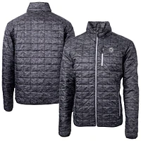 Men's Cutter & Buck Black Washington Nationals Rainier PrimaLoft® Eco Insulated Printed Full-Zip Hoodie Puffer Jacket