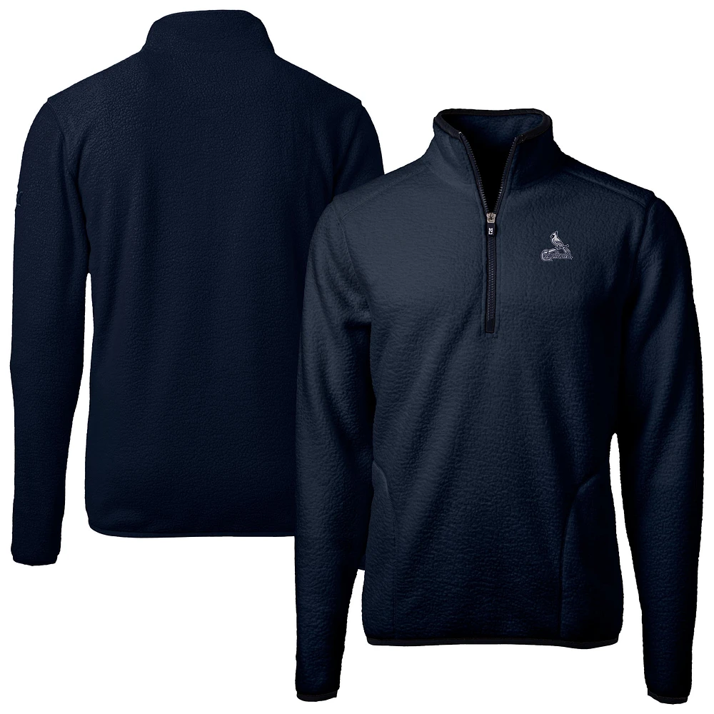 Men's Cutter & Buck Navy St. Louis Cardinals Cascade Eco Fleece Quarter-Zip Jacket