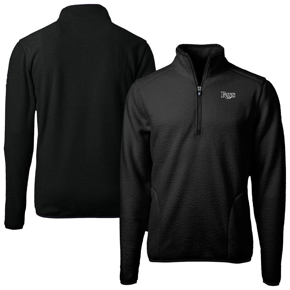 Men's Cutter & Buck Black Tampa Bay Rays Cascade Eco Fleece Quarter-Zip Jacket