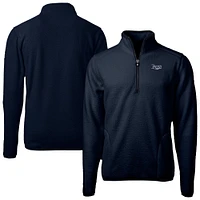 Men's Cutter & Buck Navy Tampa Bay Rays Cascade Eco Fleece Quarter-Zip Jacket