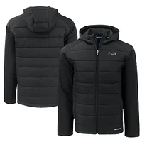Men's Cutter & Buck Black Atlanta Braves Big Tall Evoke Hybrid Eco Softshell Recycled Full-Zip Jacket