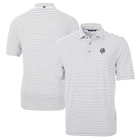 Men's Cutter & Buck Gray New York Yankees Big Tall Virtue Eco Pique Stripe Recycled Polo