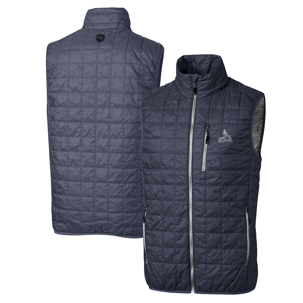 Men's Cutter & Buck Anthracite St. Louis Cardinals Big & Tall Rainier Eco Insulated PrimaLoft Full-Zip Puffer Vest
